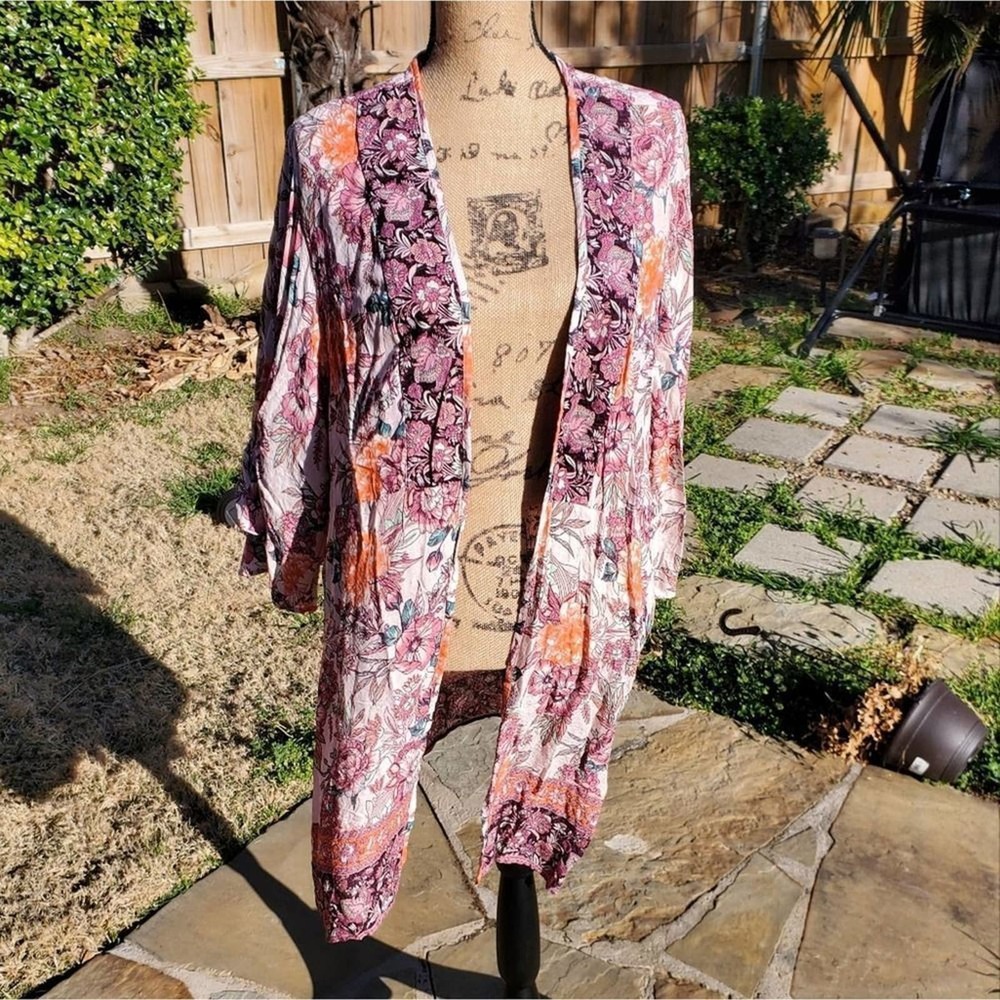 KNOX Rose floral kimono wrap tunic‎ plus size XXL
